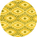 Round Machine Washable Abstract Yellow Modern Rug, wshabs946yw