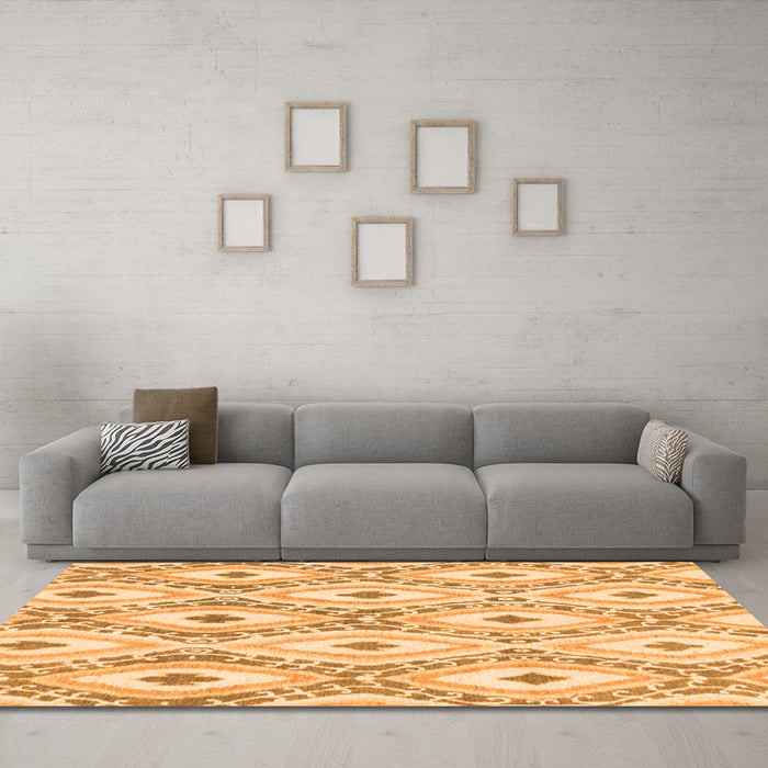 Machine Washable Abstract Orange Modern Area Rugs in a Living Room, wshabs946org