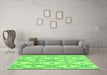 Machine Washable Abstract Green Modern Area Rugs in a Living Room,, wshabs946grn