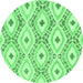 Round Abstract Emerald Green Modern Rug, abs946emgrn