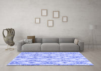 Machine Washable Abstract Blue Modern Rug, wshabs946blu