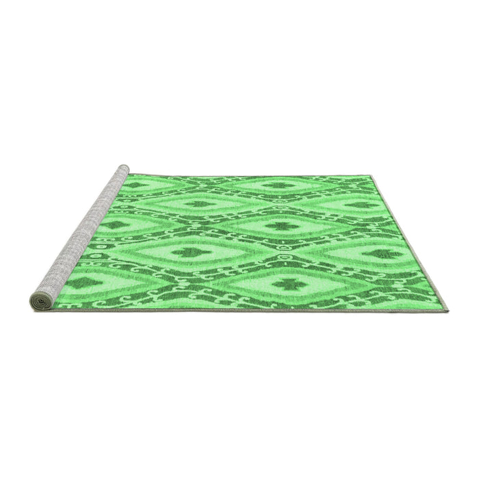 Sideview of Machine Washable Abstract Emerald Green Modern Area Rugs, wshabs946emgrn