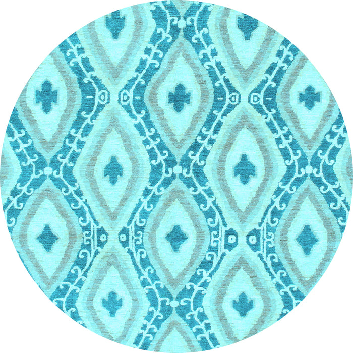 Round Abstract Light Blue Modern Rug, abs946lblu