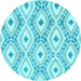 Round Abstract Light Blue Modern Rug, abs946lblu