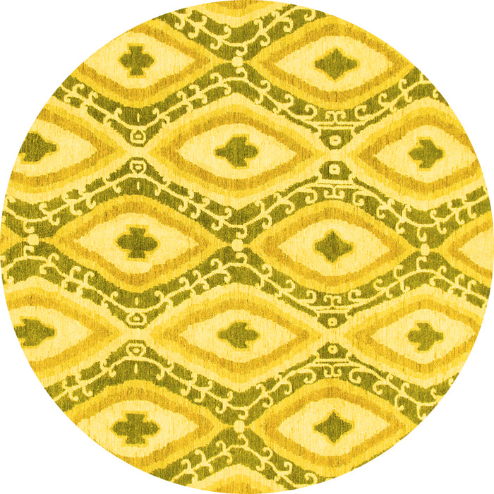 Round Abstract Yellow Modern Rug, abs946yw