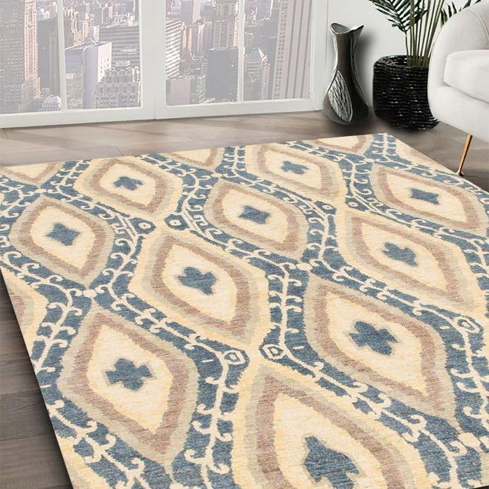 Abstract Khaki Gold Modern Rug in Family Room, abs946