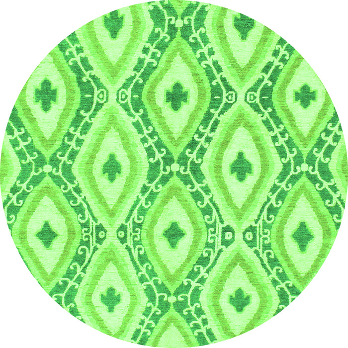 Round Abstract Green Modern Rug, abs946grn