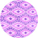 Round Machine Washable Abstract Purple Modern Area Rugs, wshabs946pur