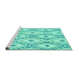 Sideview of Machine Washable Abstract Turquoise Modern Area Rugs, wshabs946turq