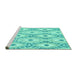 Sideview of Machine Washable Abstract Turquoise Modern Area Rugs, wshabs946turq