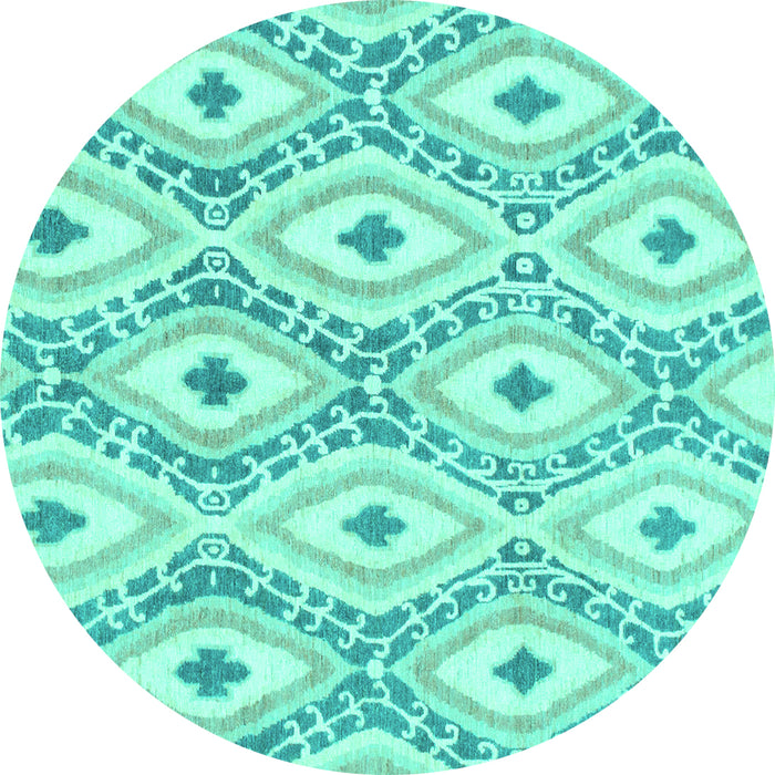Round Abstract Turquoise Modern Rug, abs946turq