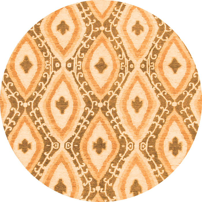 Round Machine Washable Abstract Orange Modern Area Rugs, wshabs946org