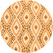 Round Machine Washable Abstract Orange Modern Area Rugs, wshabs946org