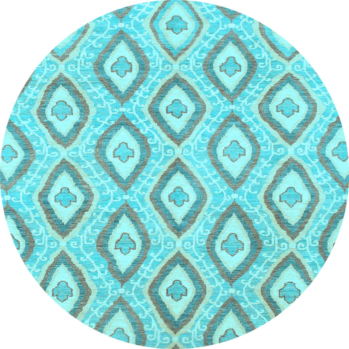 Round Abstract Light Blue Modern Rug, abs947lblu