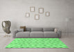 Machine Washable Abstract Emerald Green Modern Area Rugs in a Living Room,, wshabs947emgrn