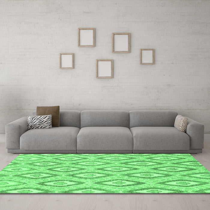 Machine Washable Abstract Emerald Green Modern Area Rugs in a Living Room,, wshabs947emgrn