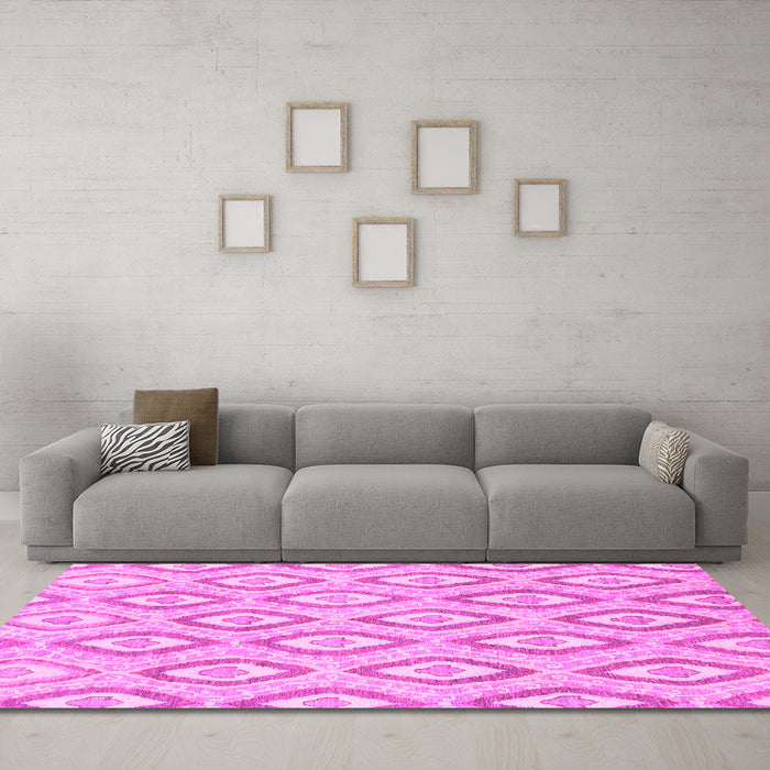 Machine Washable Abstract Pink Modern Rug in a Living Room, wshabs947pnk
