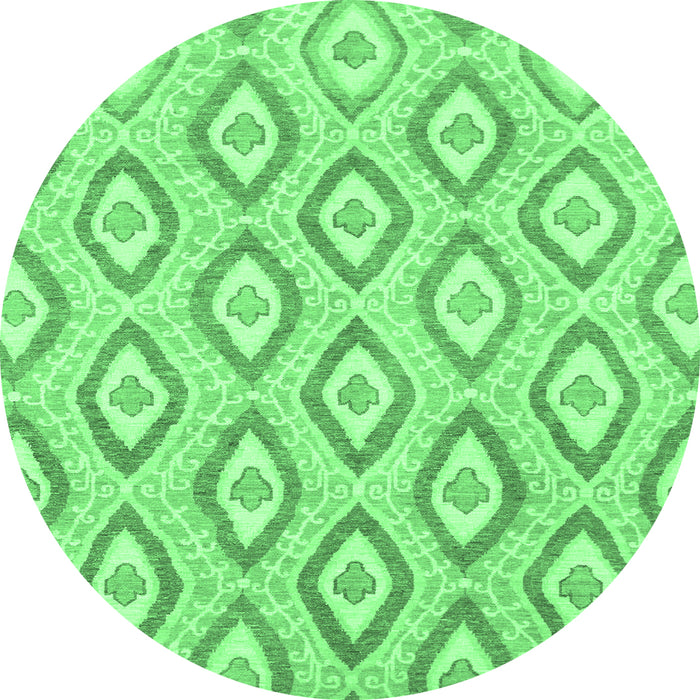 Round Machine Washable Abstract Emerald Green Modern Area Rugs, wshabs947emgrn