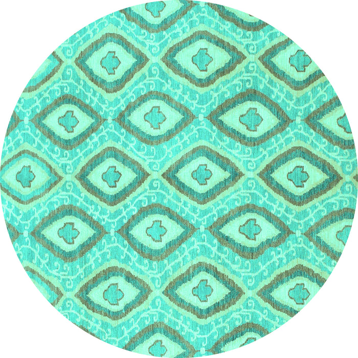 Round Abstract Turquoise Modern Rug, abs947turq