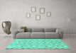 Machine Washable Abstract Turquoise Modern Area Rugs in a Living Room,, wshabs947turq