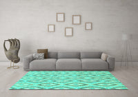 Machine Washable Abstract Turquoise Modern Rug, wshabs947turq