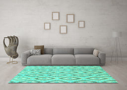Machine Washable Abstract Turquoise Modern Area Rugs in a Living Room,, wshabs947turq