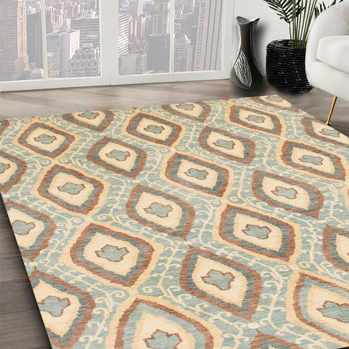 Abstract Camel Brown Modern Rug in Family Room, abs947