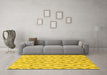 Machine Washable Abstract Yellow Modern Rug in a Living Room, wshabs947yw