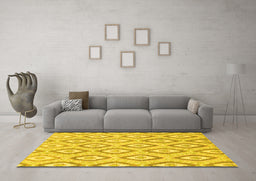 Machine Washable Abstract Yellow Modern Rug in a Living Room, wshabs947yw