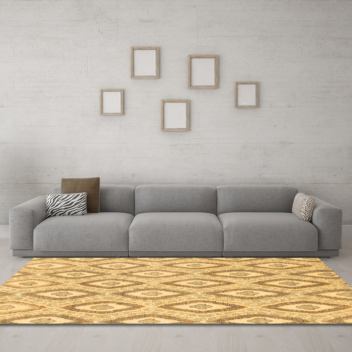 Machine Washable Abstract Brown Modern Rug in a Living Room,, wshabs947brn