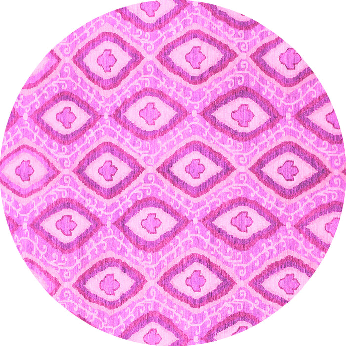 Round Machine Washable Abstract Pink Modern Rug, wshabs947pnk