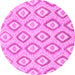 Round Machine Washable Abstract Pink Modern Rug, wshabs947pnk