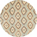 Round Machine Washable Abstract Camel Brown Rug, wshabs947