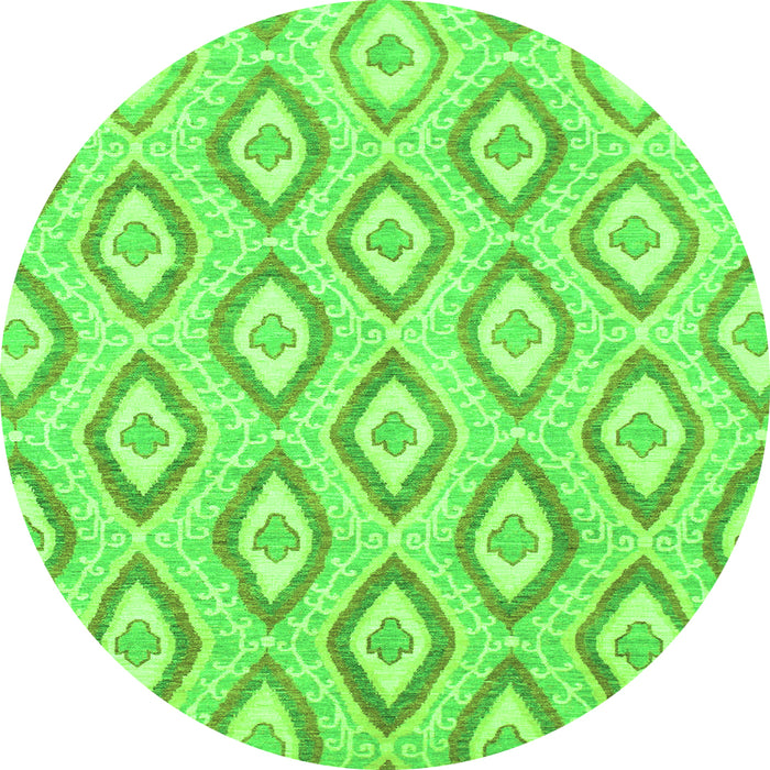 Round Machine Washable Abstract Green Modern Area Rugs, wshabs947grn