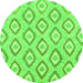 Round Machine Washable Abstract Green Modern Area Rugs, wshabs947grn