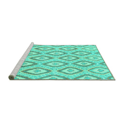 Sideview of Machine Washable Abstract Turquoise Modern Area Rugs, wshabs947turq