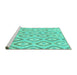 Sideview of Machine Washable Abstract Turquoise Modern Area Rugs, wshabs947turq