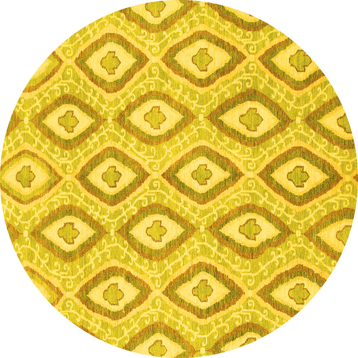 Round Abstract Yellow Modern Rug, abs947yw