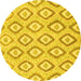 Round Machine Washable Abstract Yellow Modern Rug, wshabs947yw