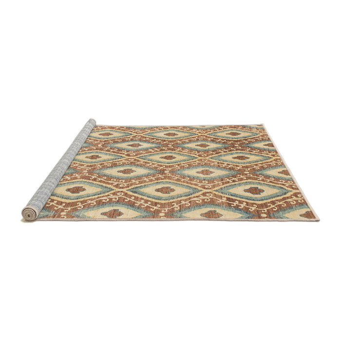 Sideview of Machine Washable Abstract Bronze Brown Rug, wshabs948