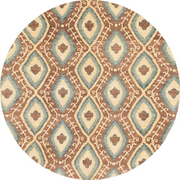 Round Machine Washable Abstract Bronze Brown Rug, wshabs948