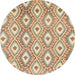 Round Machine Washable Abstract Bronze Brown Rug, wshabs948