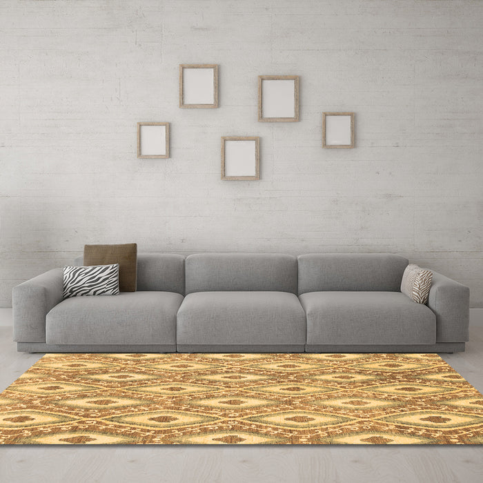 Machine Washable Abstract Brown Modern Rug in a Living Room,, wshabs948brn