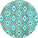 Round Abstract Light Blue Modern Rug, abs948lblu