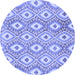 Round Machine Washable Abstract Blue Modern Rug, wshabs948blu