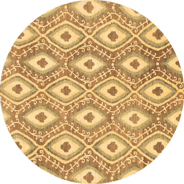 Round Abstract Brown Modern Rug, abs948brn