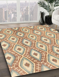 Abstract Bronze Brown Modern Rug, abs948