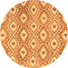 Round Machine Washable Abstract Orange Modern Area Rugs, wshabs948org