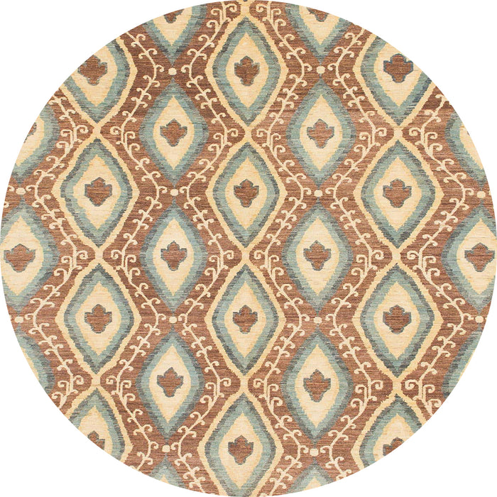 Round Abstract Bronze Brown Modern Rug, abs948