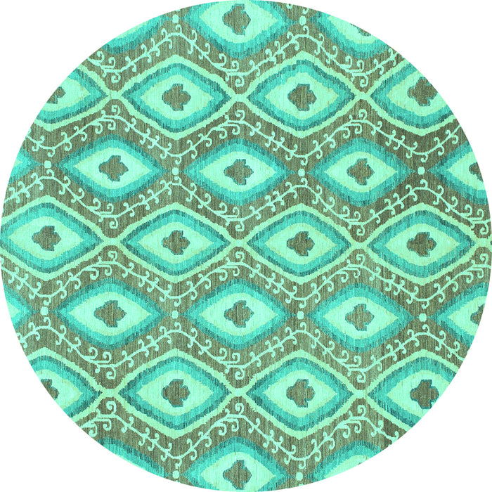 Round Abstract Turquoise Modern Rug, abs948turq